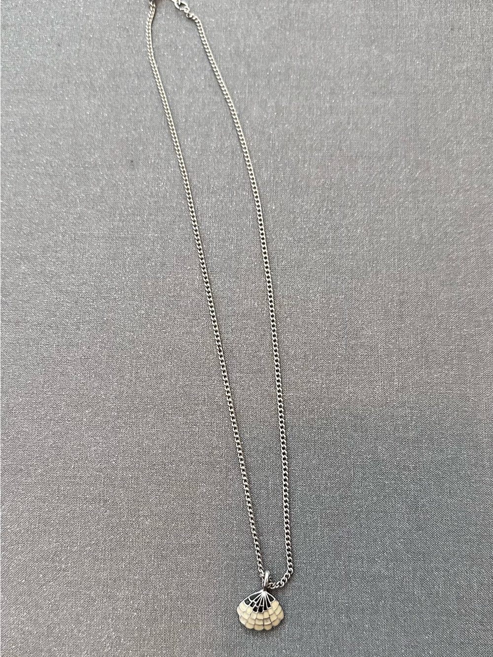 Silver Shell Pendant Necklace with Cream Inlay